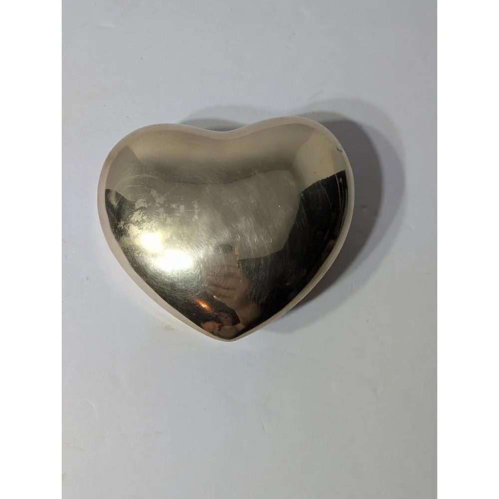 Solid Brass Heart-Shaped Collectible Metalware Desk Accessory Paperweight